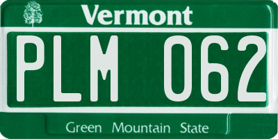 VT license plate PLM062