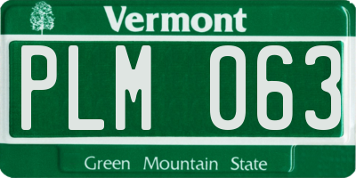 VT license plate PLM063