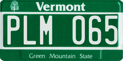 VT license plate PLM065