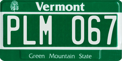 VT license plate PLM067
