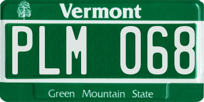 VT license plate PLM068