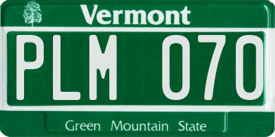 VT license plate PLM070