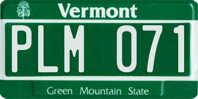 VT license plate PLM071