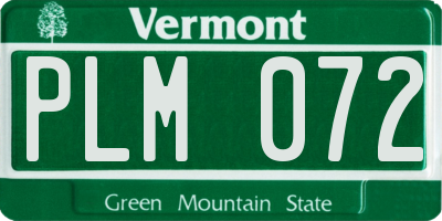 VT license plate PLM072