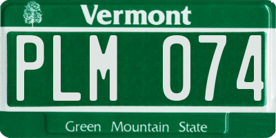 VT license plate PLM074