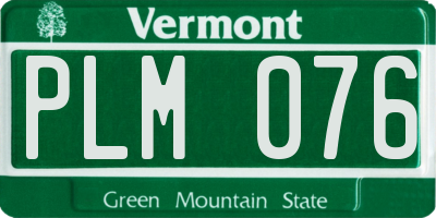 VT license plate PLM076