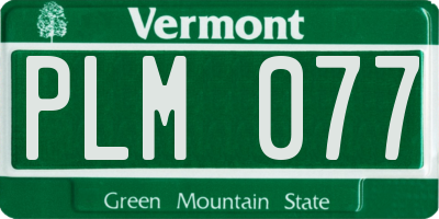 VT license plate PLM077