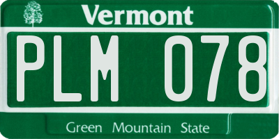 VT license plate PLM078