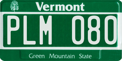 VT license plate PLM080