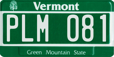 VT license plate PLM081