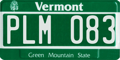 VT license plate PLM083