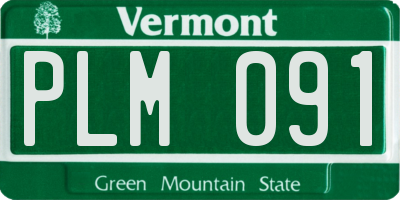 VT license plate PLM091