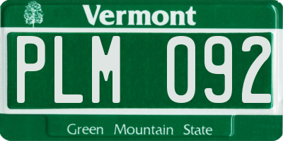 VT license plate PLM092