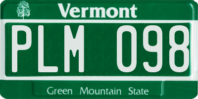 VT license plate PLM098