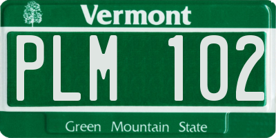 VT license plate PLM102