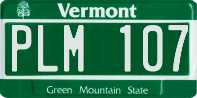 VT license plate PLM107
