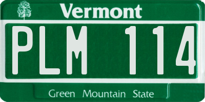 VT license plate PLM114