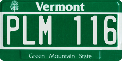 VT license plate PLM116