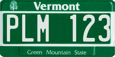VT license plate PLM123