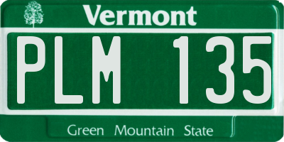 VT license plate PLM135