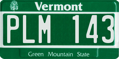 VT license plate PLM143