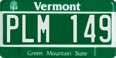 VT license plate PLM149