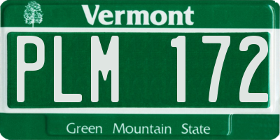 VT license plate PLM172