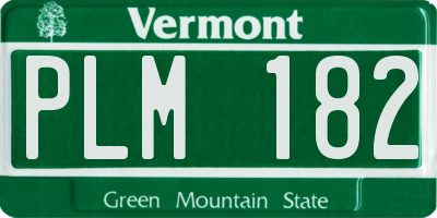 VT license plate PLM182