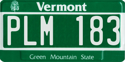 VT license plate PLM183