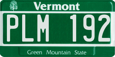 VT license plate PLM192