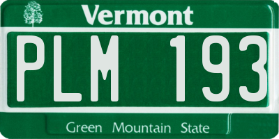 VT license plate PLM193