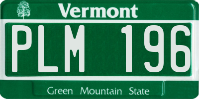 VT license plate PLM196
