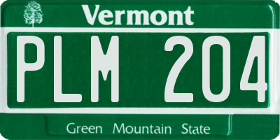 VT license plate PLM204