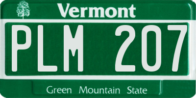 VT license plate PLM207