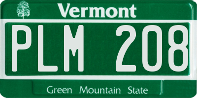 VT license plate PLM208