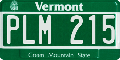 VT license plate PLM215