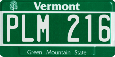 VT license plate PLM216