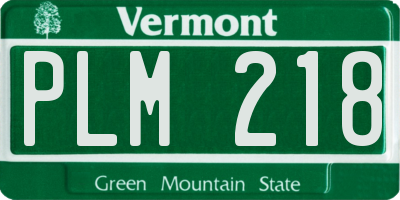 VT license plate PLM218