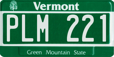 VT license plate PLM221