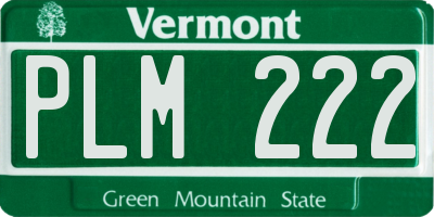 VT license plate PLM222