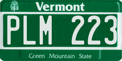 VT license plate PLM223