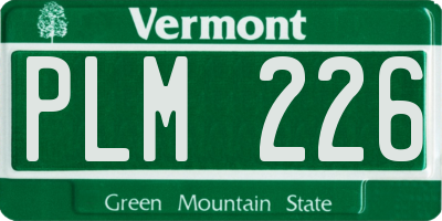VT license plate PLM226