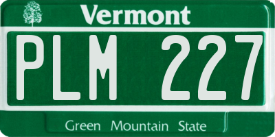 VT license plate PLM227