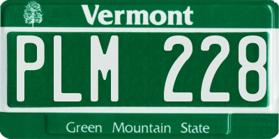 VT license plate PLM228