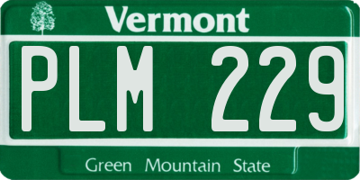 VT license plate PLM229