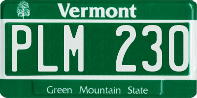 VT license plate PLM230