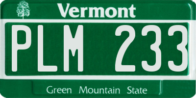 VT license plate PLM233