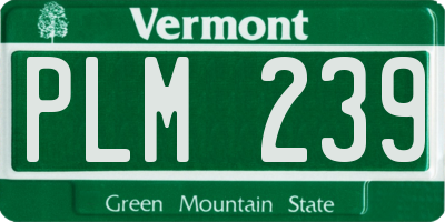 VT license plate PLM239