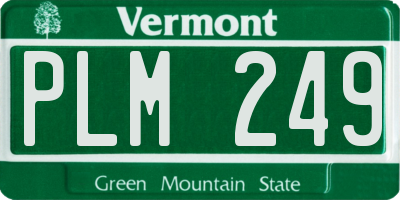 VT license plate PLM249