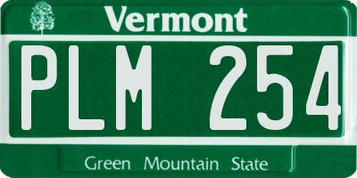 VT license plate PLM254